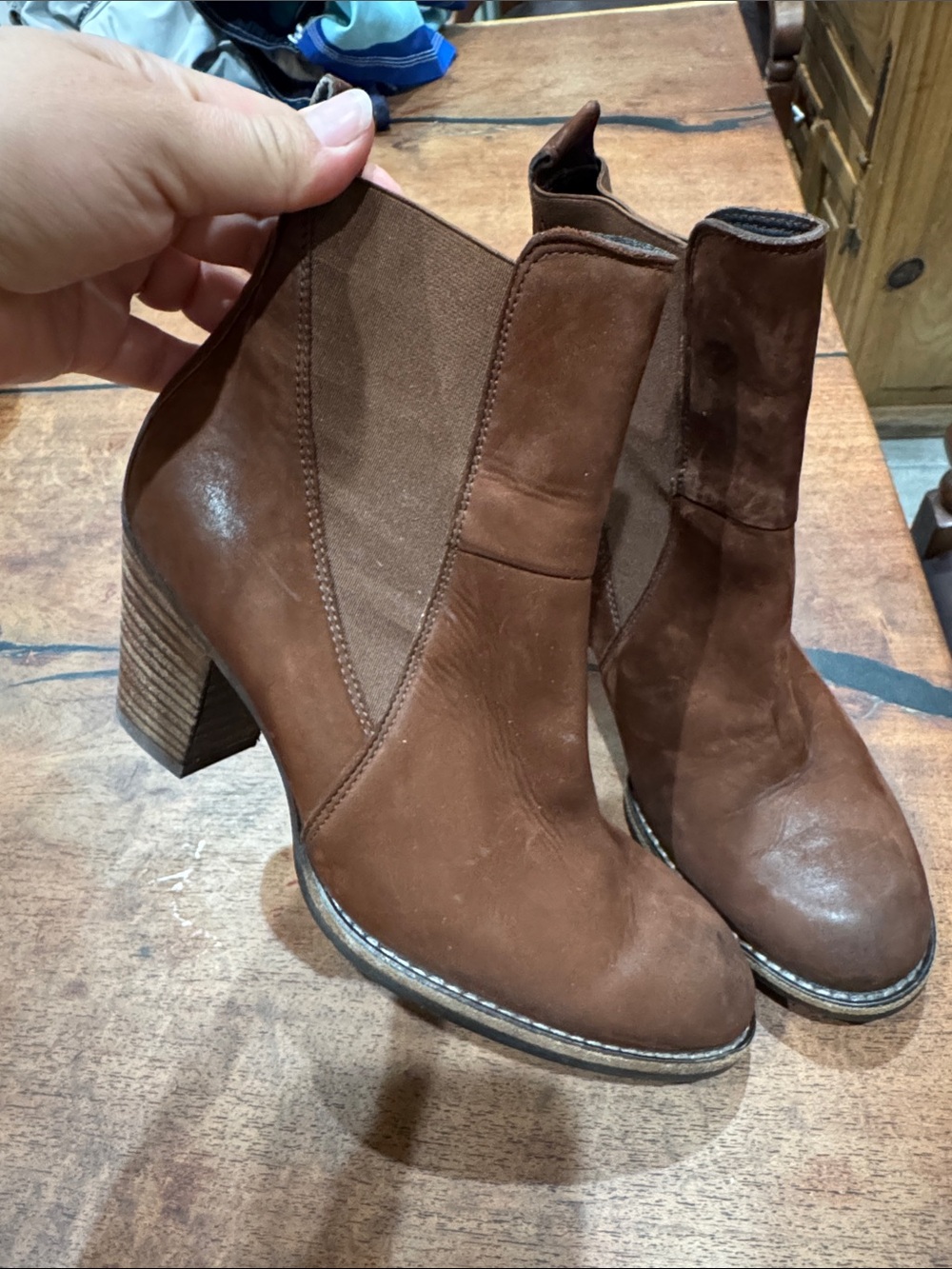 Paul Green Brown Suede Ankle Booties with Block Heel